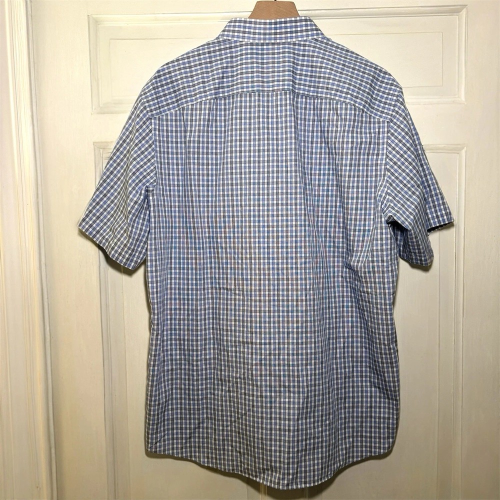 UNTUCKit Dante Blue Check Mens XXL Short Sleeve Wrinkle Free Cotton Shirt - Picture 5 of 7